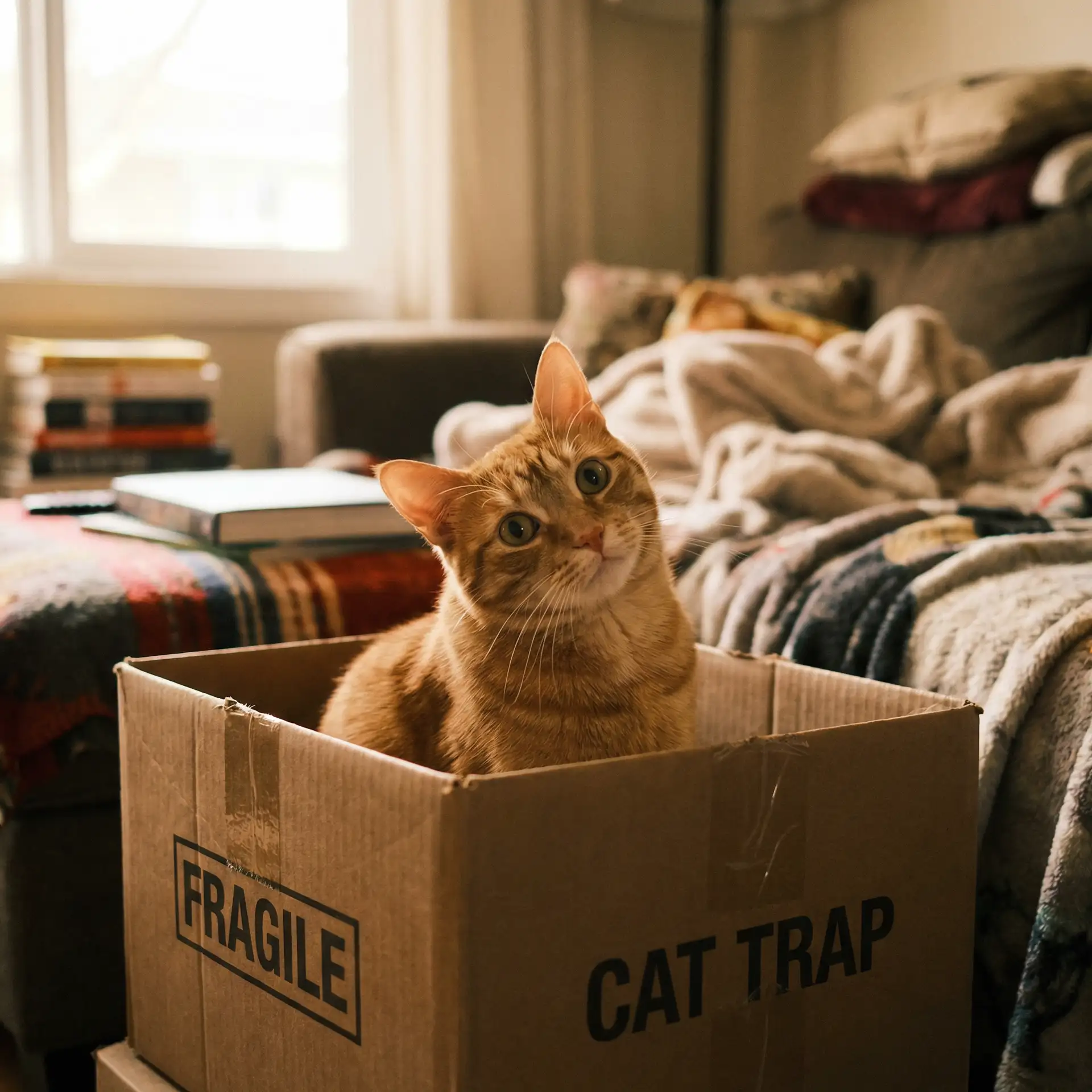 橘猫躲在纸箱里 - 91暗网免费